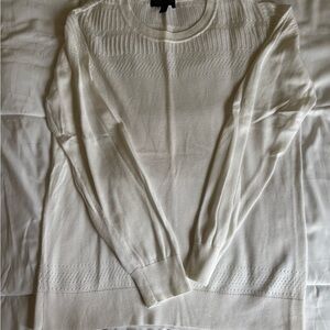 Women’s White Crew Neck with Eyelet Detailing